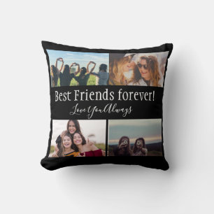 Coussin Best Friends Forever, BFF, Photo Collage noir