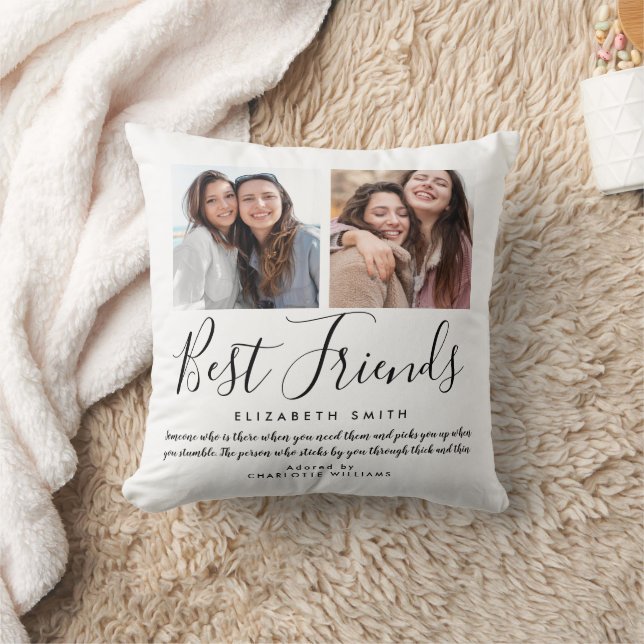 Coussin Best Friends Modern Elegant Script Citation Photo (Couverture)
