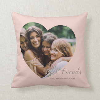 Coussin Best Friends Photo Heart Cute Friendship Blus Pink