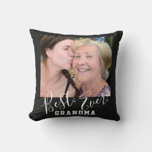 Coussin BEST GRANDMA JAMAIS Photo personnalisée Fête des m