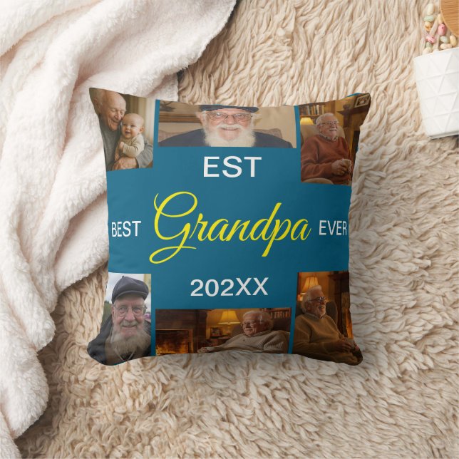 Coussin Best Grandpa Ever Photo Collage (Couverture)