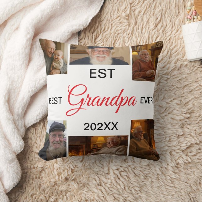 Coussin Best Grandpa Ever Photo Collage (Couverture)