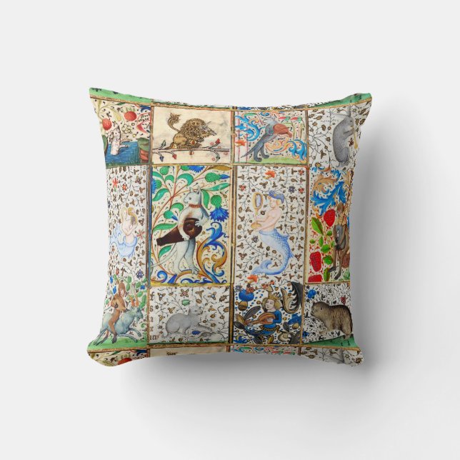 COUSSIN BESTIAIRE MÉDIÉVAL JOUER DES INSTRUMENTS MUSICAUX (Recto)