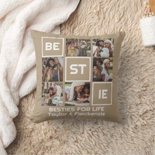 Coussin Bestie Best Friends 7 Photos et Texte Personnalisé