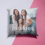 Coussin Bestie Typographie tendance 2 garde-photos<br><div class="desc">Célébrez votre amitié avec votre bestie/s avec ce mignon coussin photo 2 x avec des "besties" en lettres transparentes tendance sur le fond avec le/les nom(s).</div>