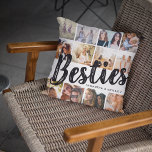 Coussin BESTIES, Collage de photos et noms | BFF<br><div class="desc">Les besoins sont inestimables - Si vous avez la chance d'en avoir un, faites-leur savoir ce qu'ils signifient pour vous avec ce coussin branché "Meilleurs Amis". Avec 12 photos carrés de votre choix, qui sont facilement téléchargées depuis votre téléphone ou ordinateur, le texte 'bestie' en gros lettrage moderne sur un...</div>