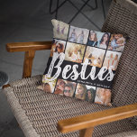 Coussin BESTIES, Collage de photos et noms | BFF<br><div class="desc">Les besoins sont inestimables - Si vous avez la chance d'en avoir un, faites-leur savoir ce qu'ils signifient pour vous avec ce coussin branché "Meilleurs Amis". Avec 12 photos carrés de votre choix, qui sont facilement téléchargées depuis votre téléphone ou ordinateur, le texte 'bestie' en gros lettrage moderne sur un...</div>