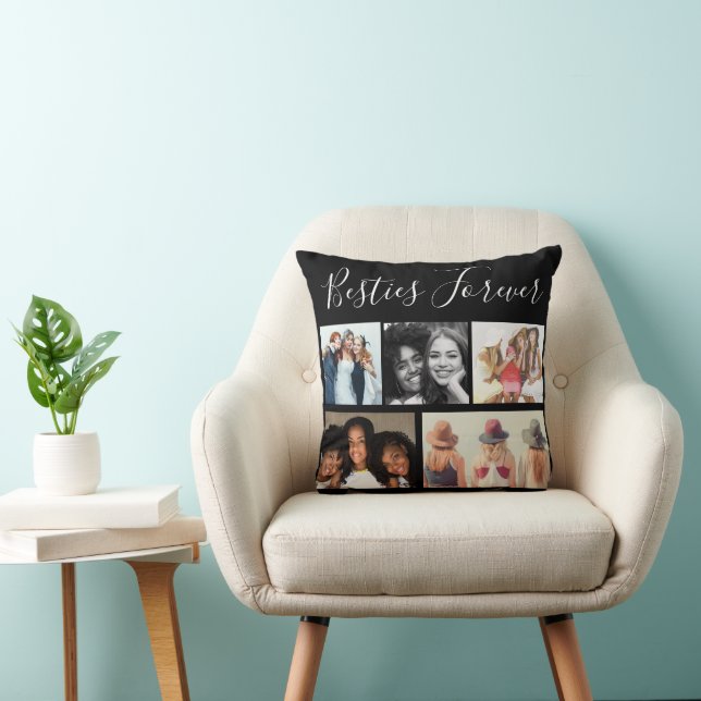Coussin "Besties Forever Cinq Photos Collage (Chaise)