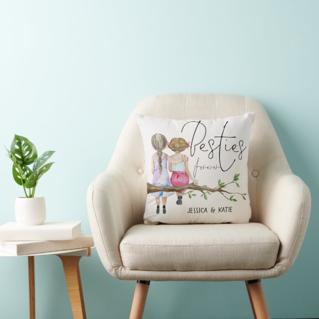 Coussin Besties Noms Pour Toujours Filles Amitié Script (Chaise)