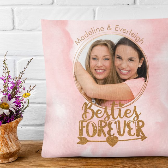 Coussin Besties pour l'oreiller à lancer rose (Créateur téléchargé)