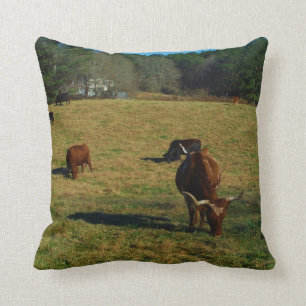 Coussin Bétail Brown et blancs de longhorn