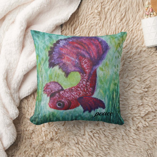 Coussin Betta fish watercolor contemporany art (Couverture)