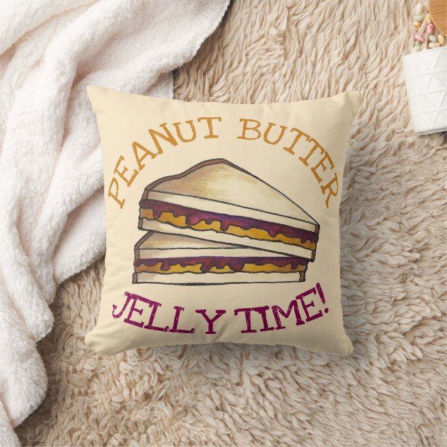 Coussin Beurre d'arachide Jelly Heure PBJ Sandwich Foodie  (Couverture)