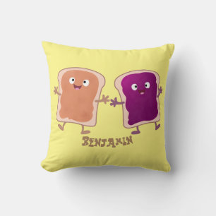 Coussin Beurre d'arachide mignonne et caricature sandwich