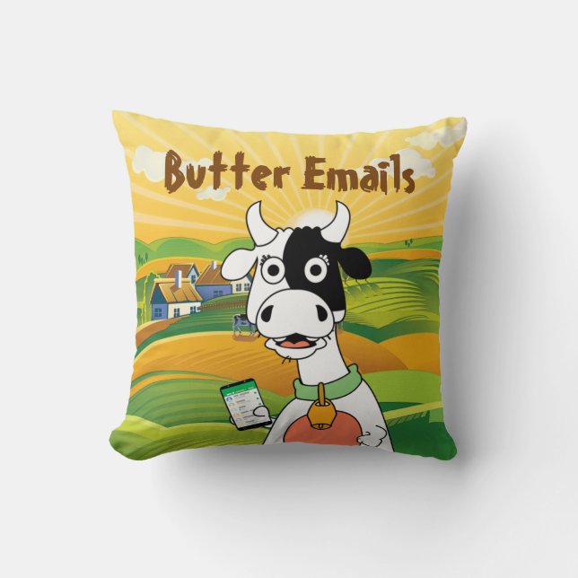 Coussin Beurre E-mails humour politique (Recto)