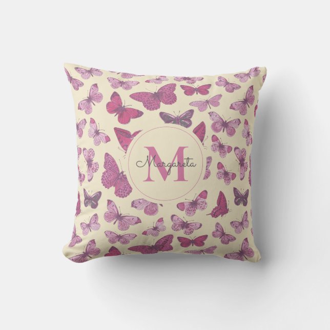 Coussin Beurre rose mignon Nom du Motif Monogramme (Recto)