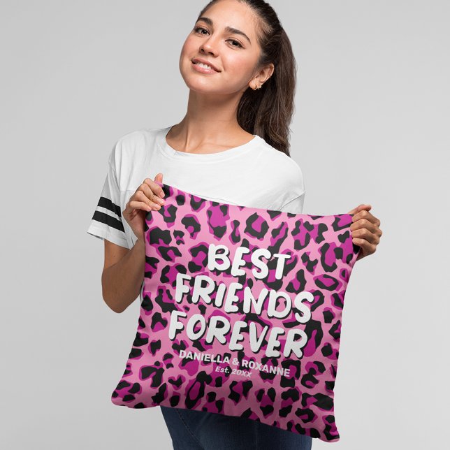 Coussin BFF Leopard Rose Meilleur Ami Besties (Créateur téléchargé)