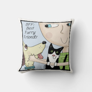 Coussin BFF : Meilleur ami-personne avec le chien et le ch