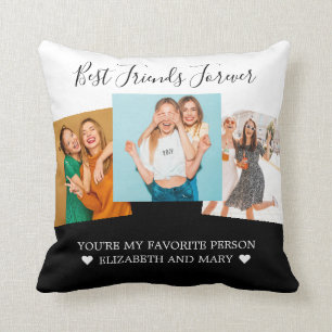 Coussin BFF Photo Collage Best Friends Personnalisé Black
