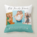 Coussin BFF Photo Collage Best Friends Personnalisé Turquo<br><div class="desc">BFF Photo Collage Best Friends Personnalisé Turquoise</div>
