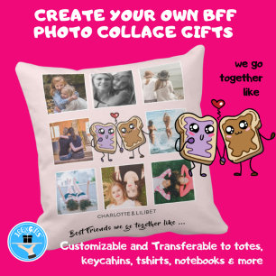 Coussin BFF Photo Collage gifts - We Go Together Like