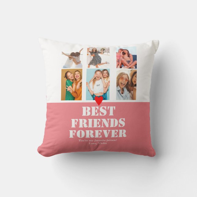 Coussin BFF Photo Collage Personnalisé Personnalisé Amis C (Recto)