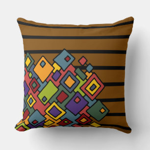 Coussin BG Stripes Motif brun + art abstrait