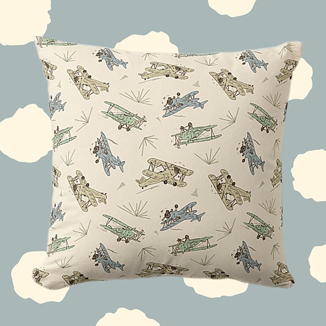 Coussin Bi-plans Art déco rugissant - motif vert bleu. (Créateur téléchargé)