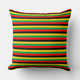 Coussin Biafra Mozambique Zambie drapeau rayures noir jaun