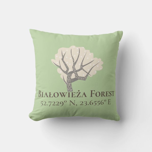 Coussin Białowieża Forêt Latitude & Longitude (Recto)