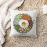 Coussin Bibimbap Cuisine coréenne Cuisine Cuisine Riz Egg<br><div class="desc">Design présente une illustration originale du bibimbap (bi bim bap), un plat coréen composé de riz, d'oeuf, de namul (légumes), de viande et de gochujang (pâte de piment). Une cuisine de base en Corée, dont les variations de Jinju, Jeonju et Tongyeong, appréciées dans la cuisine sud-coréenne. Idéal pour tous les...</div>