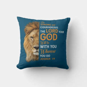 Coussin Bible chrétienne contre Joshua 1 9 Lion Faith