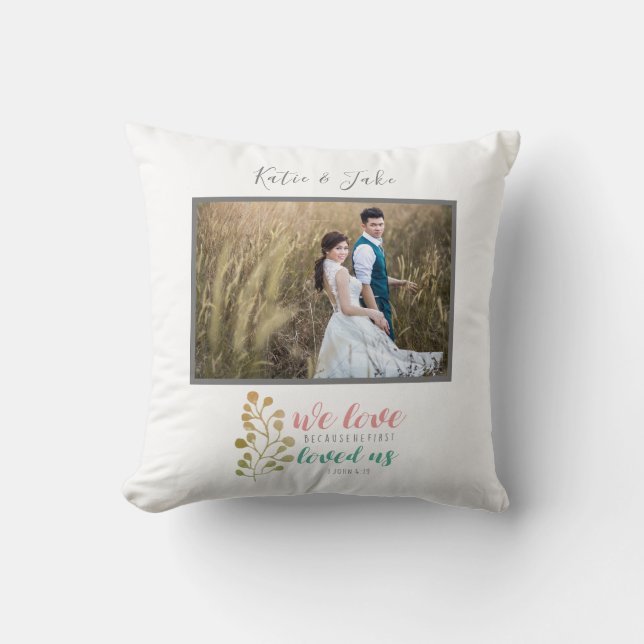 Coussin Bible Verse Amour Mariage Photo couple Lettres (Recto)