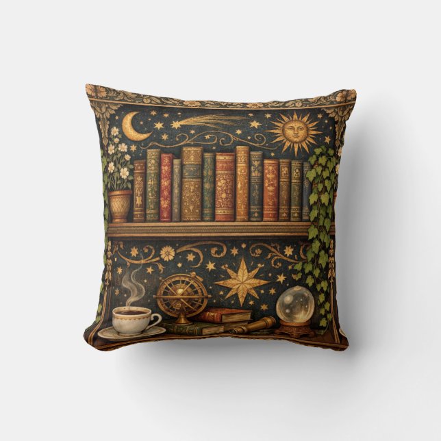 Coussin Bibliothèque céleste des amoureux de livres  (Recto)