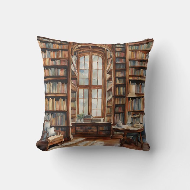 Coussin Bibliothèque d'aquarelle confortable (Recto)
