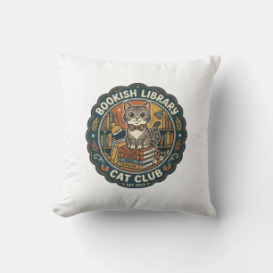 Coussin Bibliothèque livresque Chat POD Vector Art - Bibli
