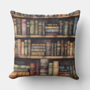 Coussin Bibliothèque vintage