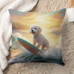 Coussin Bichon Frise Beach Plage Surf Peinture