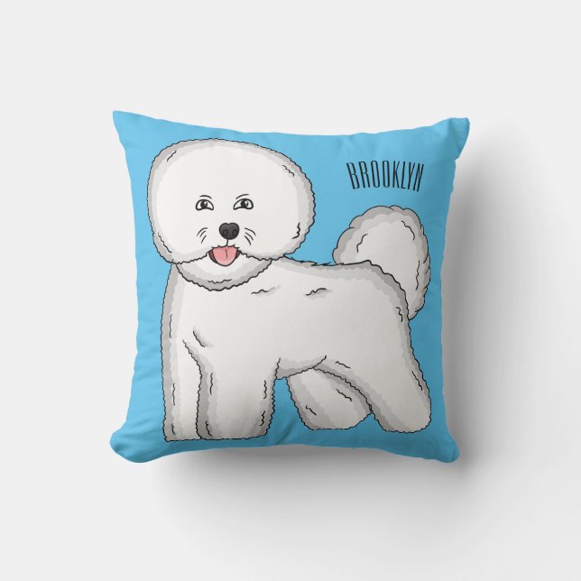 Coussin Bichon frise dog cartoon illustration  (Recto)