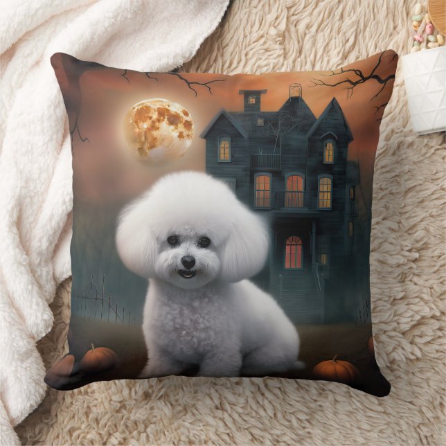 Coussin Bichon Frise Halloween Épouvantable (Couverture)