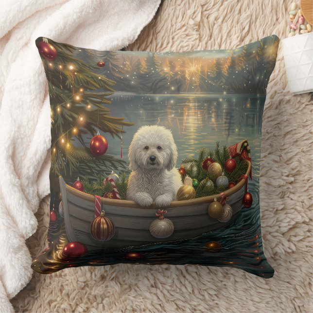 Coussin Bichon Frise Noël Festive Voyage (Couverture)