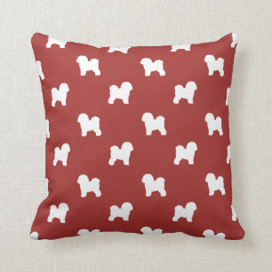 Coussin Bichon Frise Silhouettes Rouge Motif