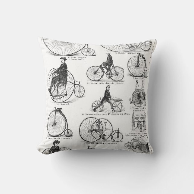Coussin Bicyclette à grande roue Penny Farthing (Recto)