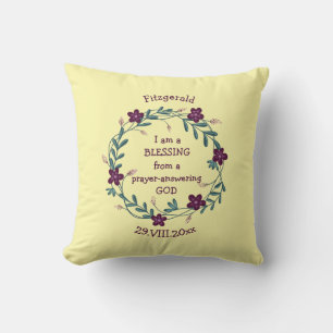 Coussin Bienheureuse Florale Jaune Chrétienne Personnalisé