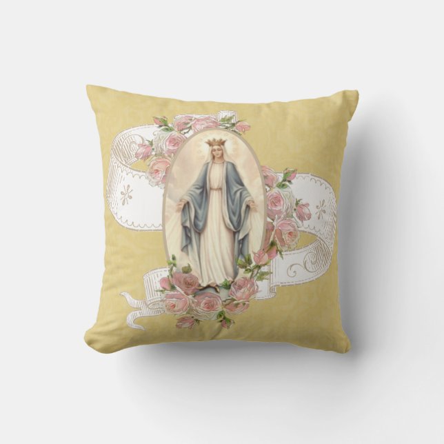 Coussin Bienheureuse Sainte Vierge Marie Des Roses catholi (Recto)