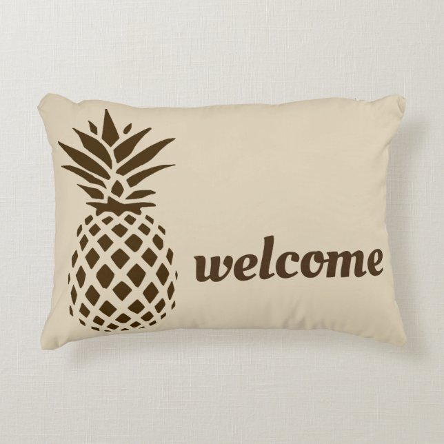 Coussin bienvenu avec l'ananas dans Earthtones (Devant)