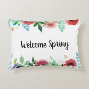 Coussin bienvenu d'accent de fleurs d'aquarelle de