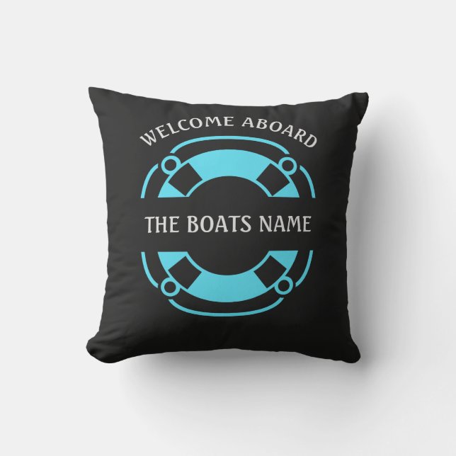 Coussin Bienvenue à bord avec le nom de bateau personnalis (Recto)