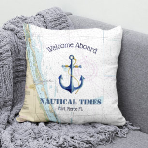Coussin Bienvenue À Bord Du Bateau Nom Authentic Ancre Nau
