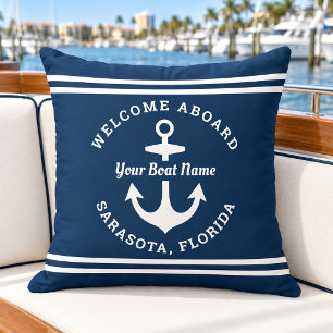 Coussin Bienvenue à bord Nom du bateau de la marine nautiq